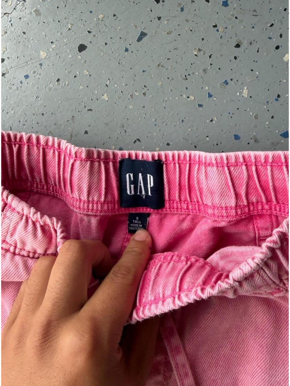 GAP Pink Cotton Twill Barrel Fit Drawstring Elastic Waist Tall Mens Pants - Picture 2 of 5